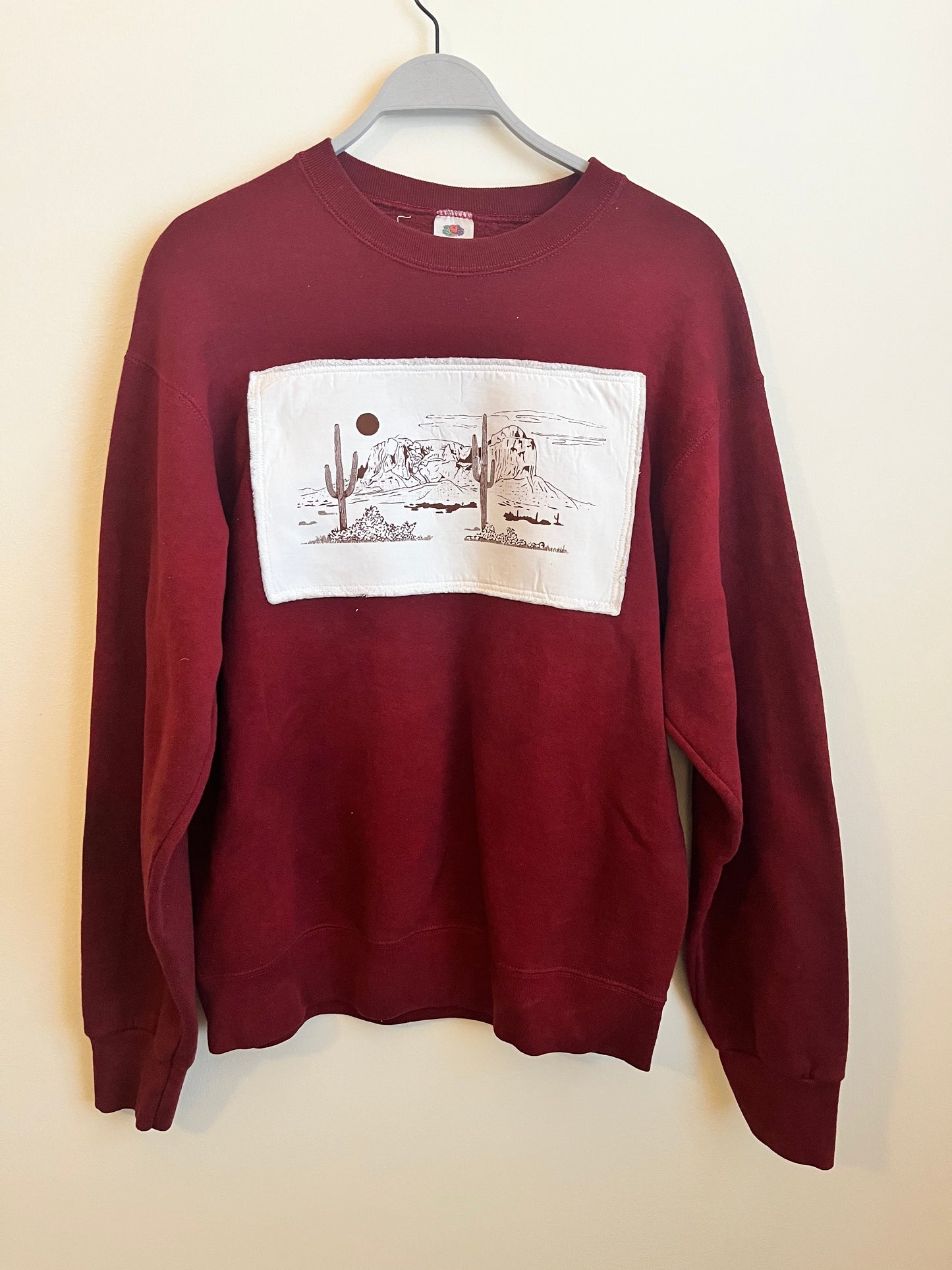 Maroon Sonoran Desert Patch Vintage Pullover