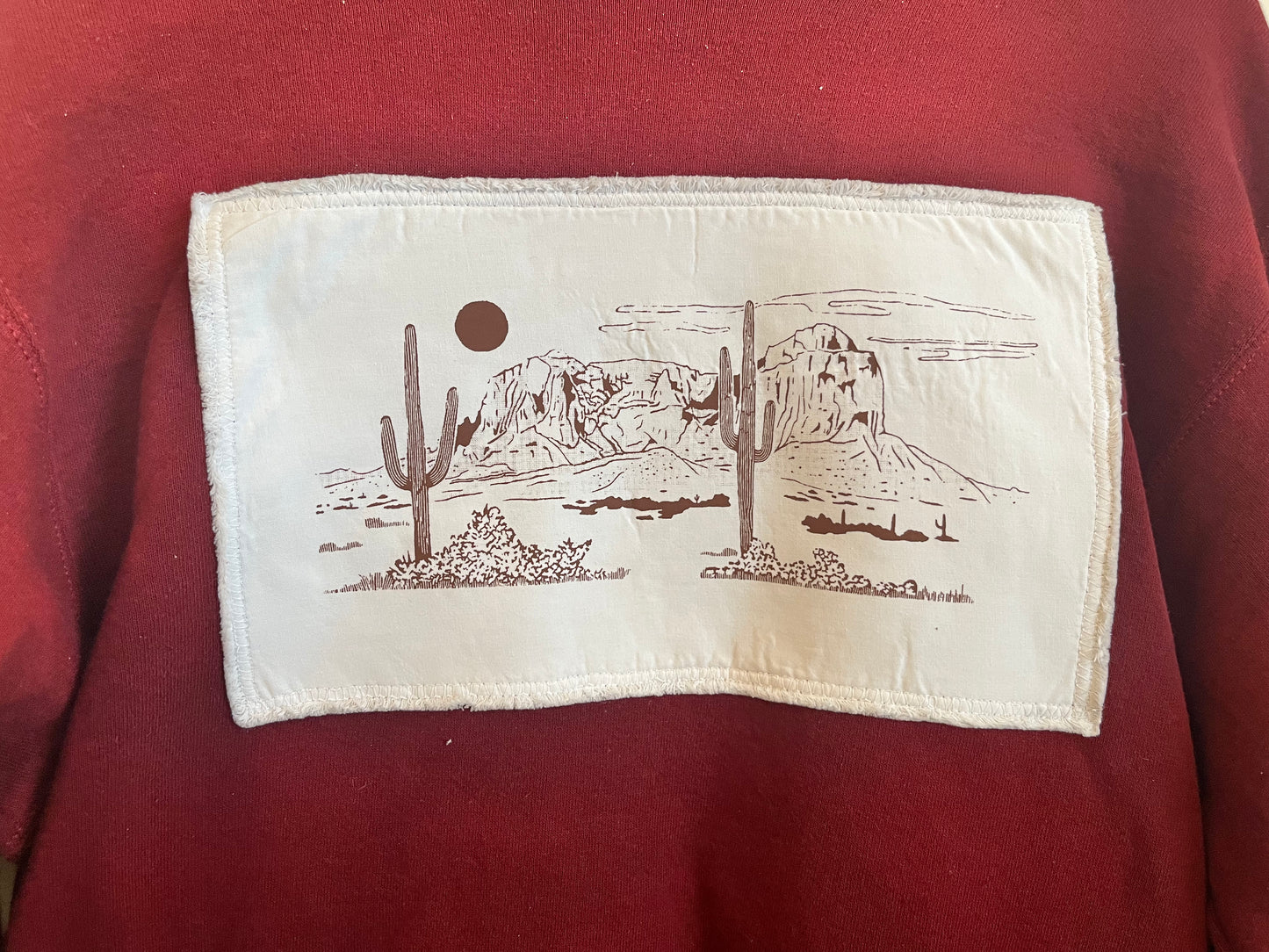 Maroon Sonoran Desert Patch Vintage Pullover